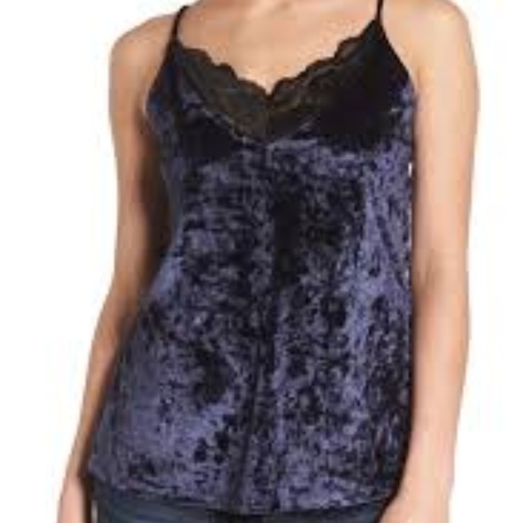 Socialite Tops - Lace Trim Velvet Camisole NWT